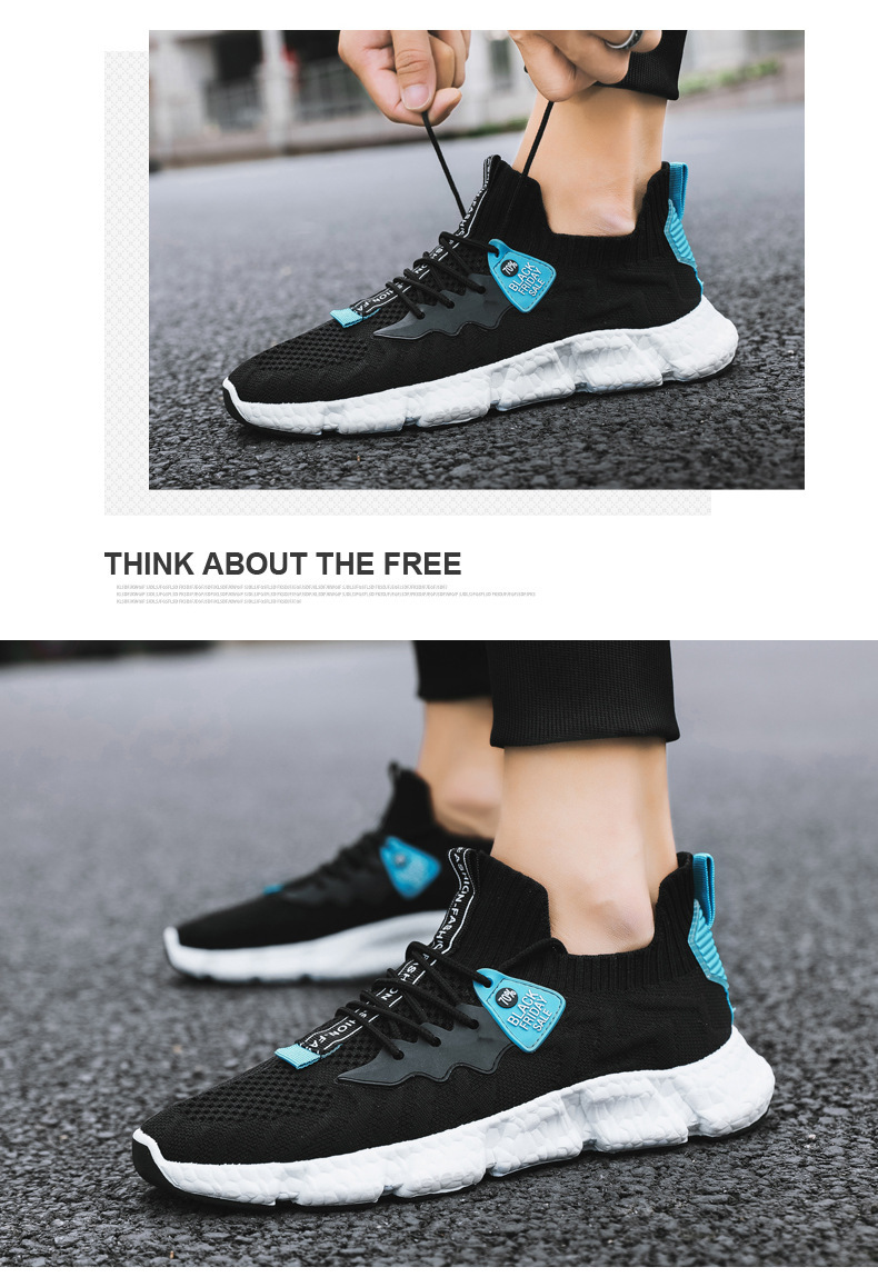 Sports shoes men's casual shoes 2021 autumn new flying woven shoes tidal shoes fashion soft soled running shoes