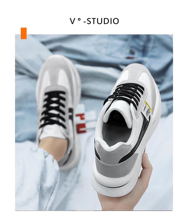 Spring thick soled men's shoes 2021 autumn new sports shoes men's lint small white shoes men's shoes