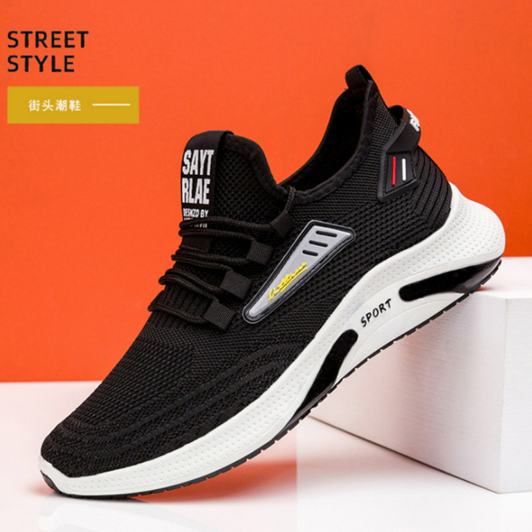 Men's shoes 2021 spring and autumn new flying woven breathable mesh sports shoes running shoes Korean fashion