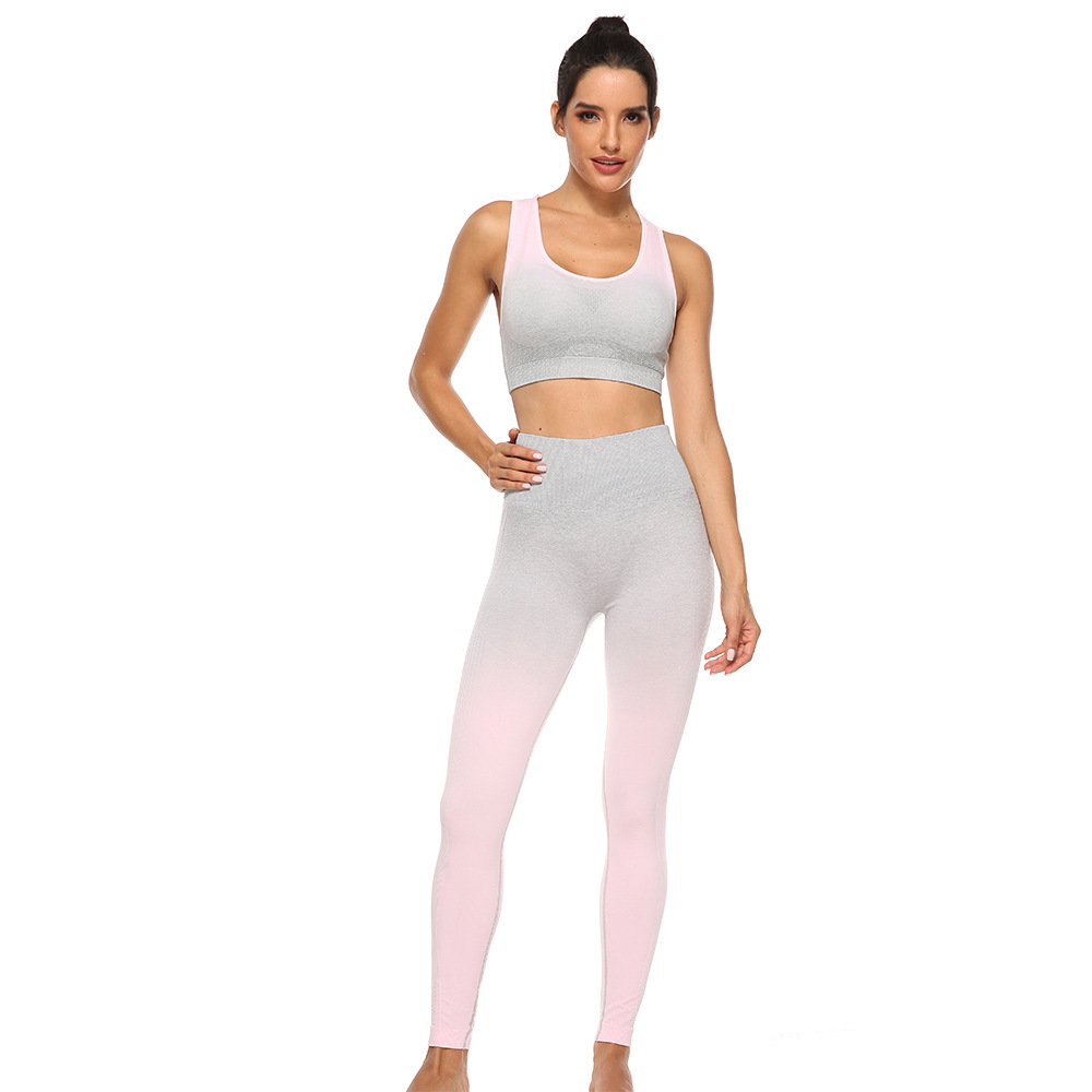 High waist seamless knitted net red peach hip lifting gradient sports fitness running bottoming Yoga Pants women