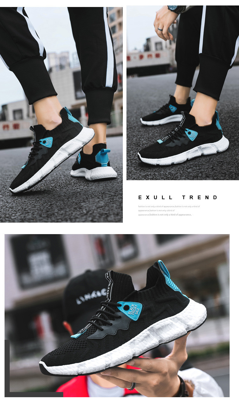 Sports shoes men's casual shoes 2021 autumn new flying woven shoes tidal shoes fashion soft soled running shoes