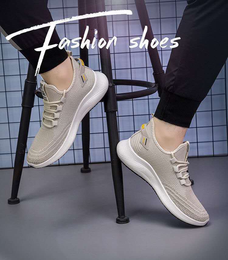 Men's shoes 2021 spring and autumn new flying woven breathable mesh sports shoes running shoes Korean fashion