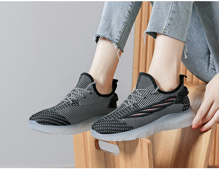New flying woven sneakers women's Rainbow bottom breathable casual running shoes