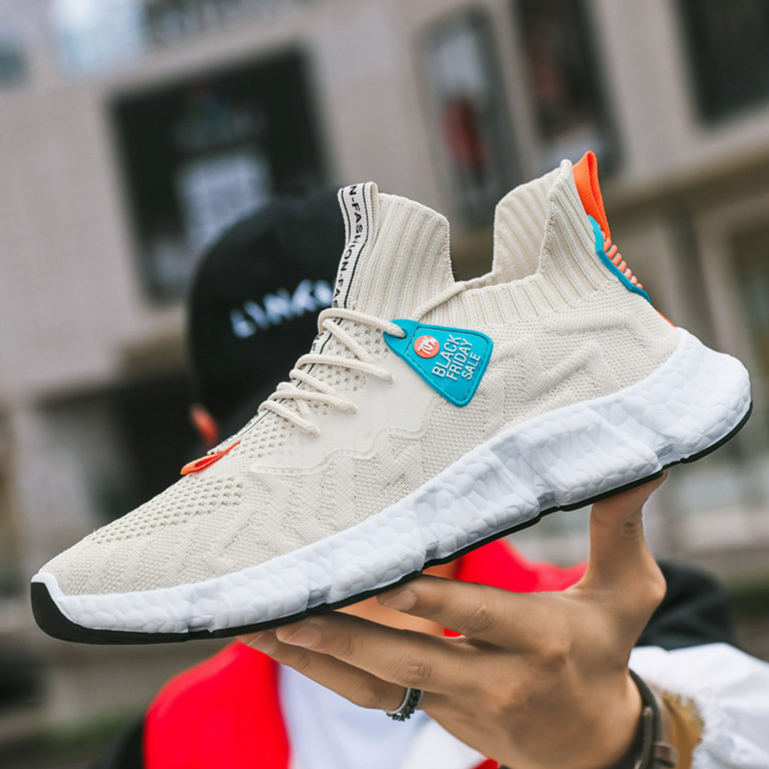 Sports shoes men's casual shoes 2021 autumn new flying woven shoes tidal shoes fashion soft soled running shoes