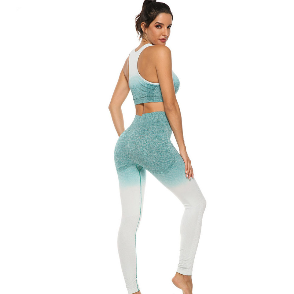 High waist seamless knitted net red peach hip lifting gradient sports fitness running bottoming Yoga Pants women