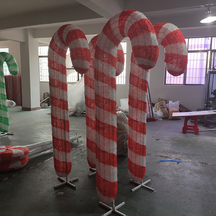 Wholesale shopping mall center indoor outdoor decoration large led 3D IP65 candy cane motif bulk christmas lights