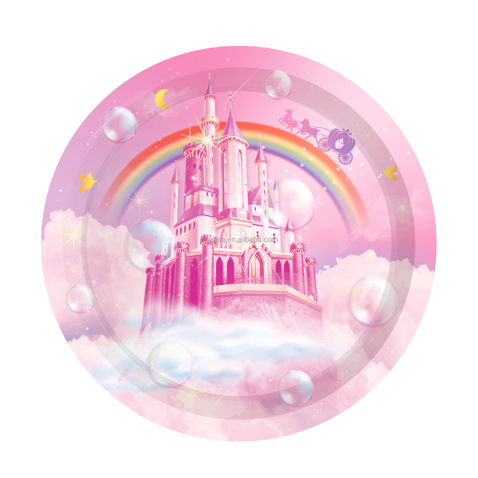 Huancai princess castle party supplies paper plates cups napkins disposable tableware set for party decorations